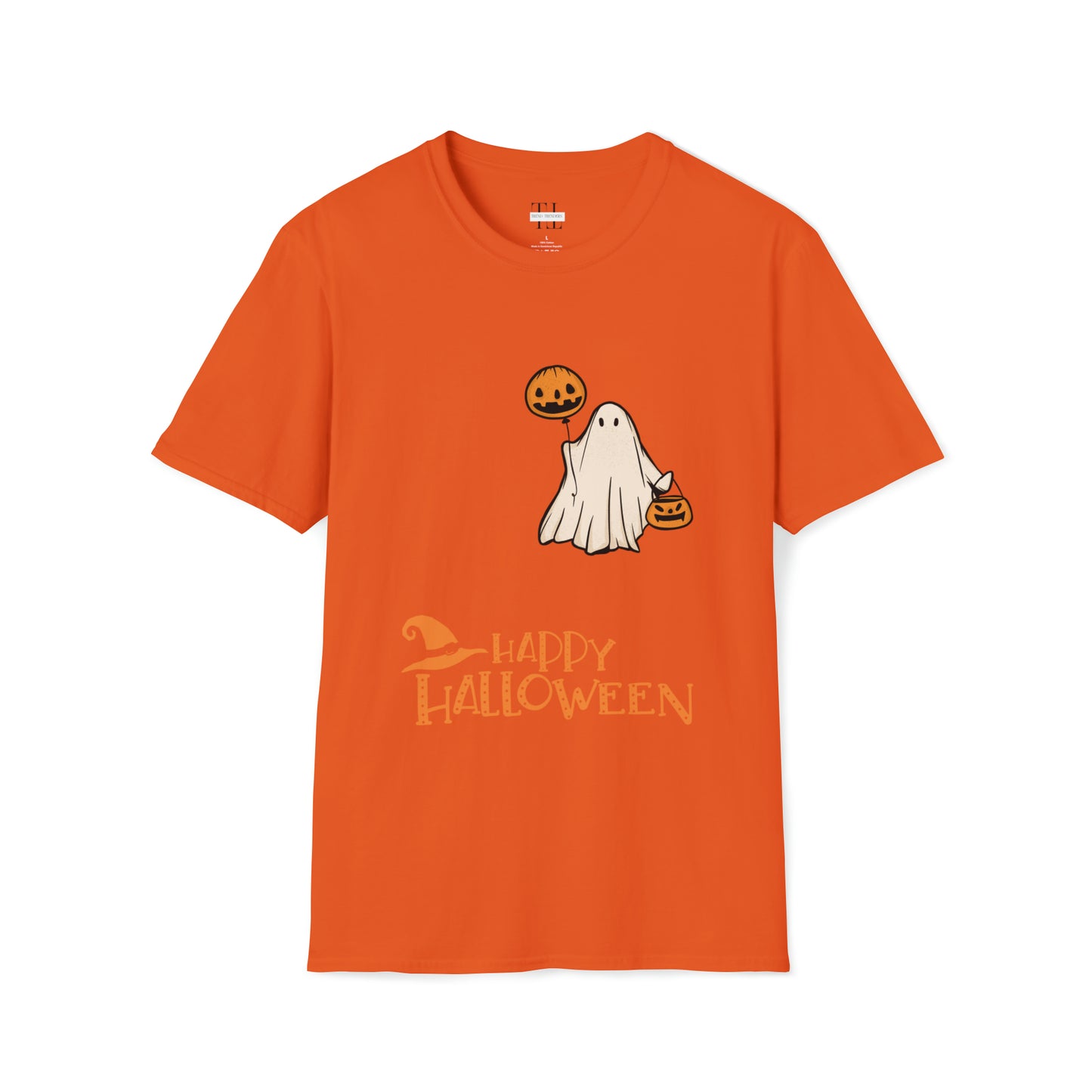 Happy Halloween T shirt front side in Orange