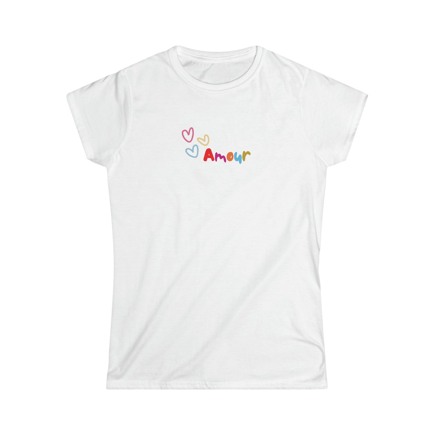 100% Cotton T-shirt. Custom Amour design, front side image. White color tee shirt.