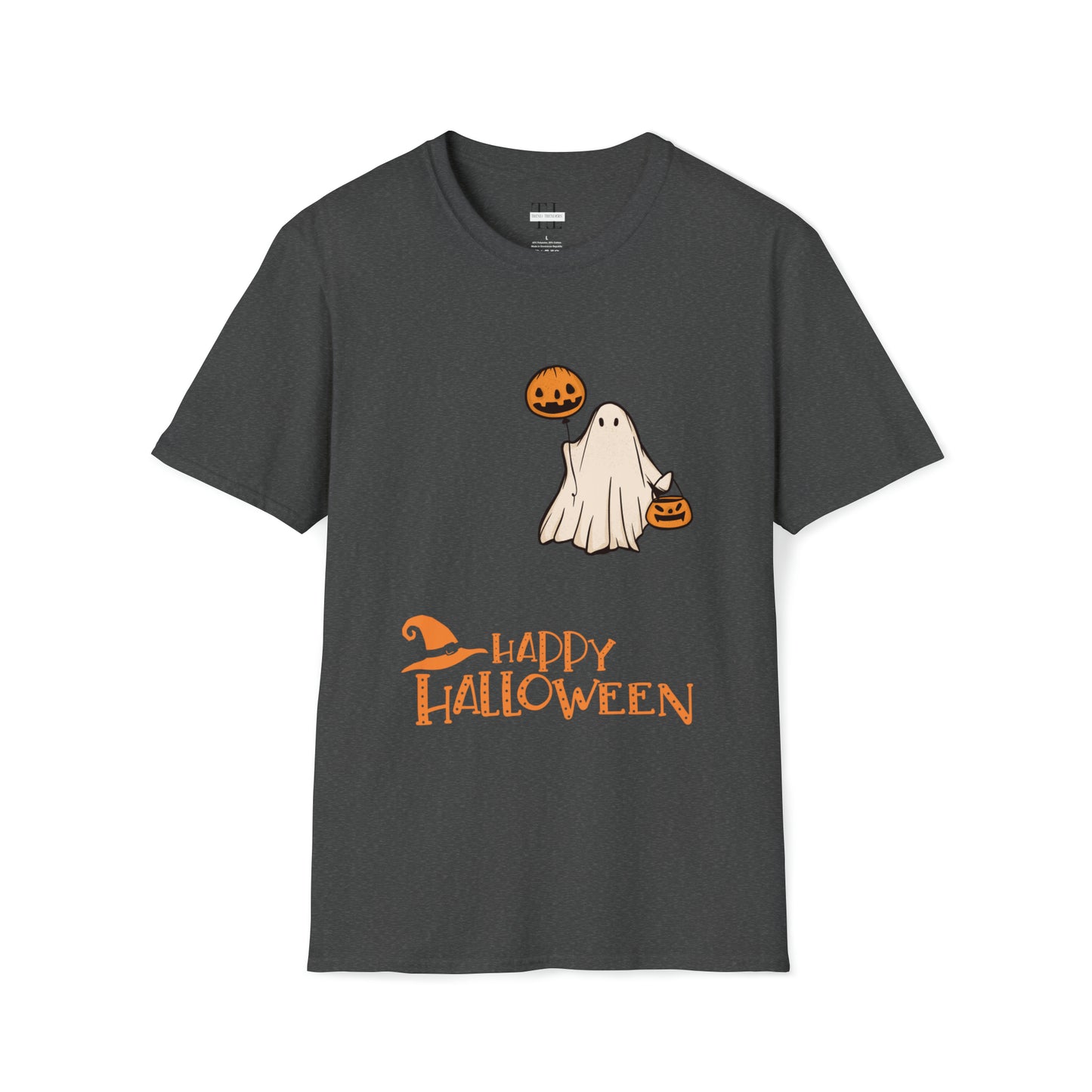 Happy Halloween T shirt front side in Grey Color