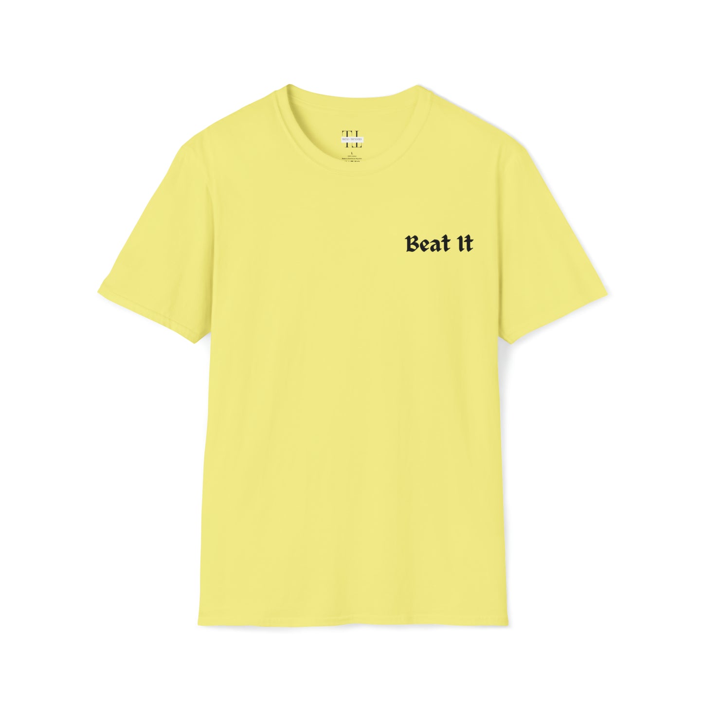 100% Cotton T shirt. Custom t shirt design featuring young Michael Jackson, Back side full face image and front side text. Yellow color tee shirt