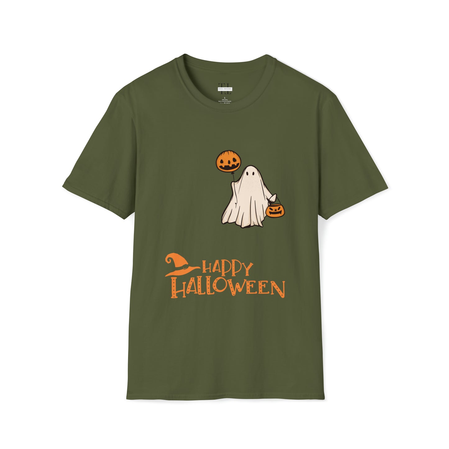 Happy Halloween T shirt front side in Green color