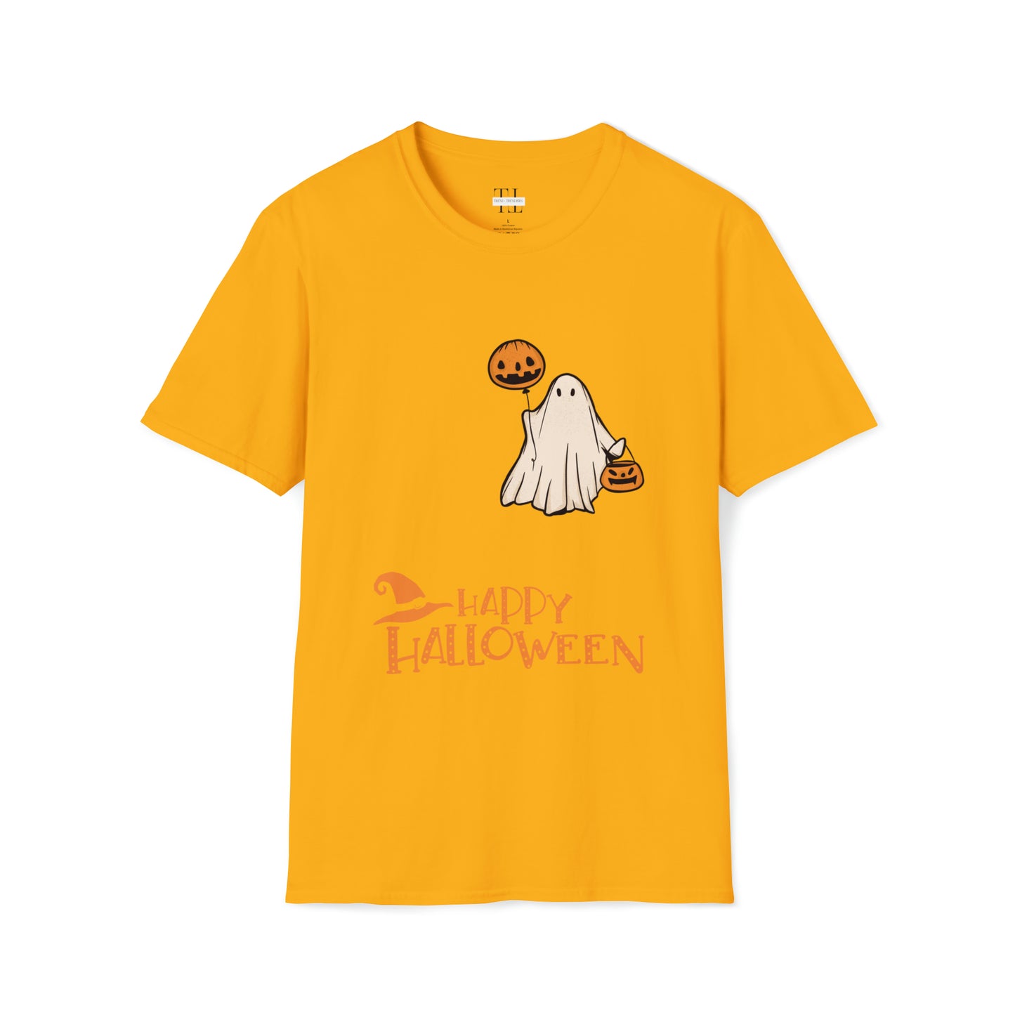 Happy Halloween T shirt front side in Yellow color